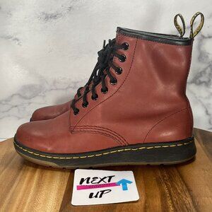 Dr. Martens Combat Boots Womens Size 7 Burgundy Leather Rubber Sole Lace Up